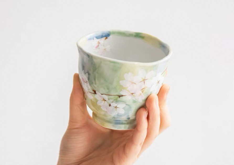 Authentic Mino Ware Cherry Blossom Coffee/Tea Mug. Handmade