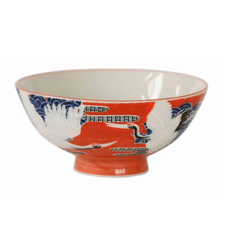 Handcrafted Mino Yaki Koi. Crane. Whale Japanese Ramen Bowls
