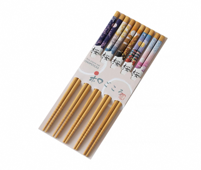 Durable Non-Slip Wooden Chopsticks. 5 Pairs. Handmade