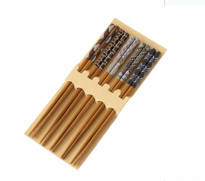 Durable Non-Slip Wooden Chopsticks. 5 Pairs. Handmade