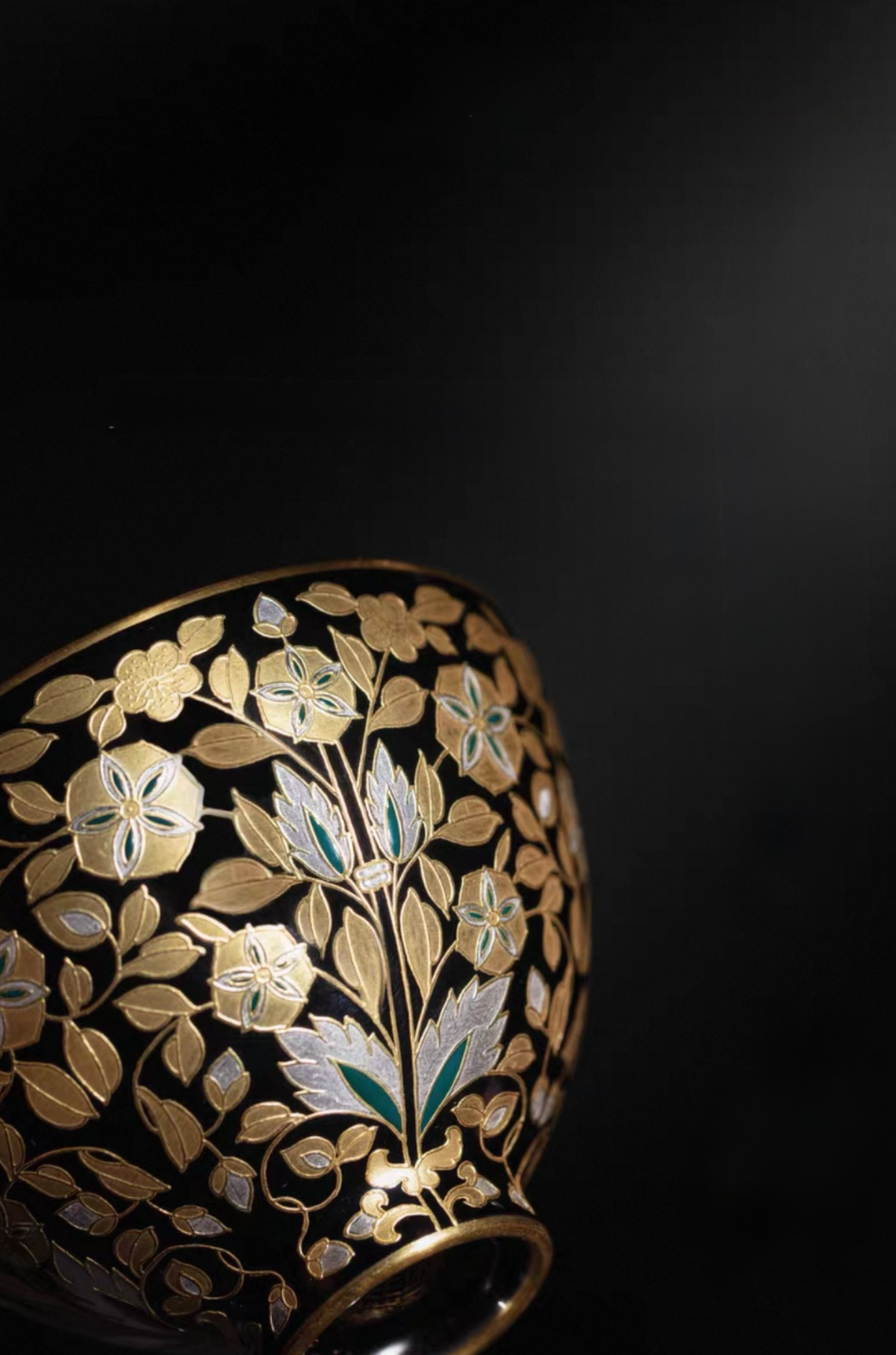 [Heirloom Collections] Imperial Grandeur: Flourishing Branches Porcelain Teacup – Masterfully Adorned with Falangcai Enamel. Gold. and Silver from Jingdezhen