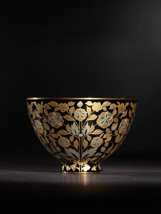 [Heirloom Collections] Imperial Grandeur: Flourishing Branches Porcelain Teacup – Masterfully Adorned with Falangcai Enamel. Gold. and Silver from Jingdezhen