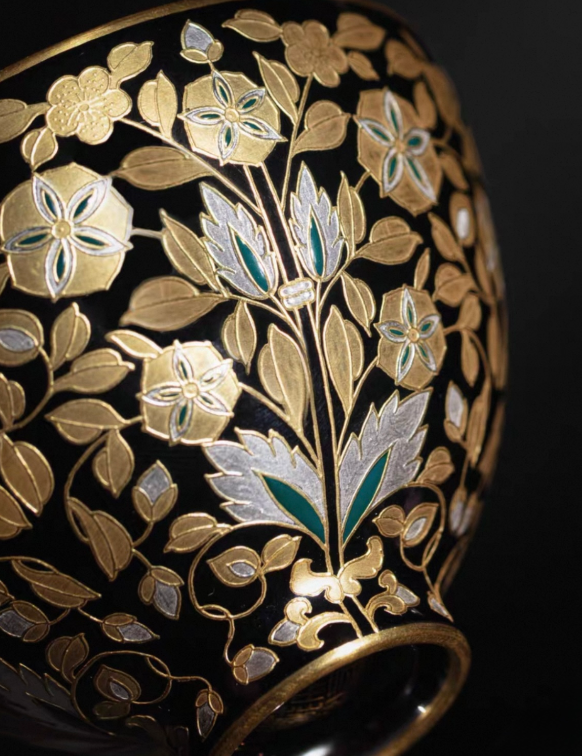 [Heirloom Collections] Imperial Grandeur: Flourishing Branches Porcelain Teacup – Masterfully Adorned with Falangcai Enamel. Gold. and Silver from Jingdezhen