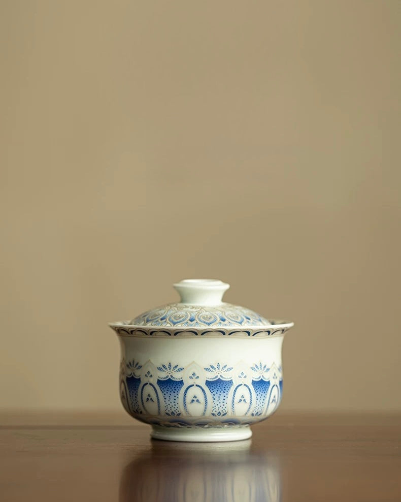 Silver Moon Lotus Treasure Sancai Gaiwan