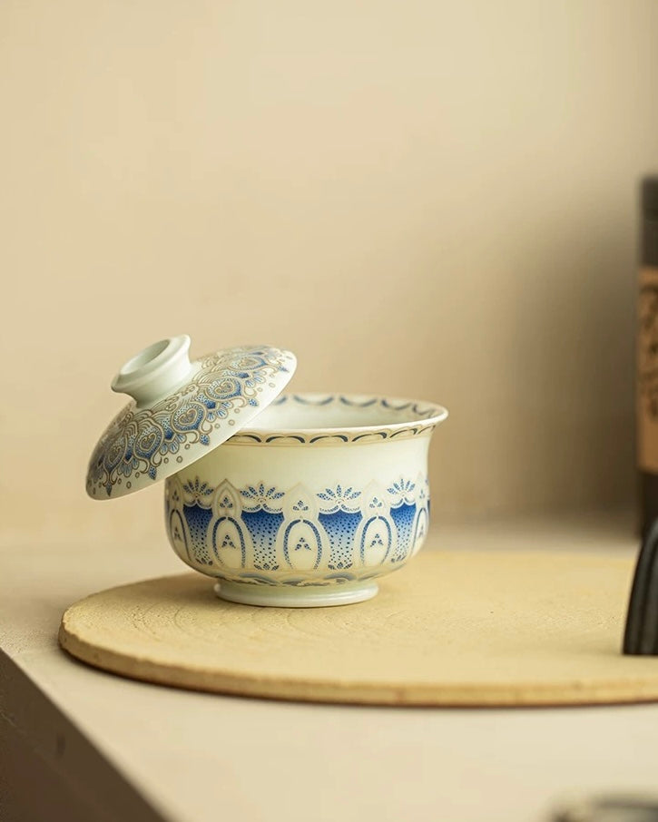 Silver Moon Lotus Treasure Sancai Gaiwan