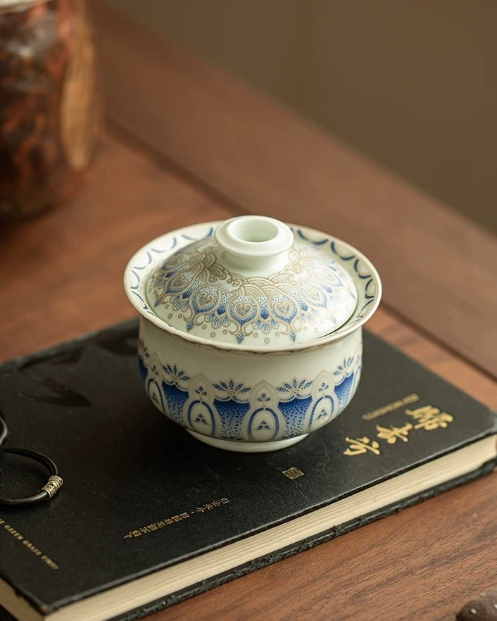 Silver Moon Lotus Treasure Sancai Gaiwan