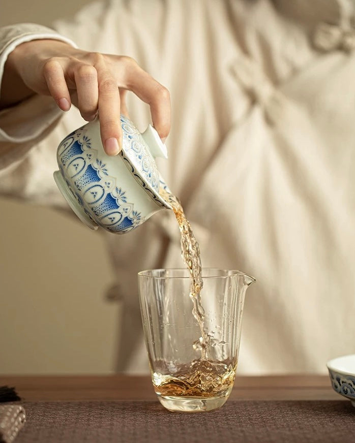 Silver Moon Lotus Treasure Sancai Gaiwan
