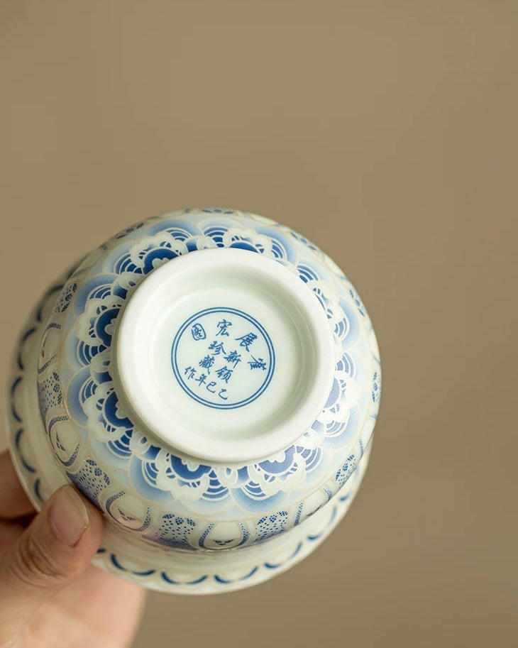 Silver Moon Lotus Treasure Sancai Gaiwan