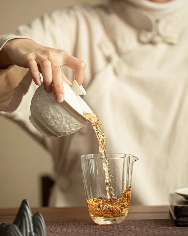 Ding Kiln White Embossed Intertwining Lotus Sancai Gaiwan