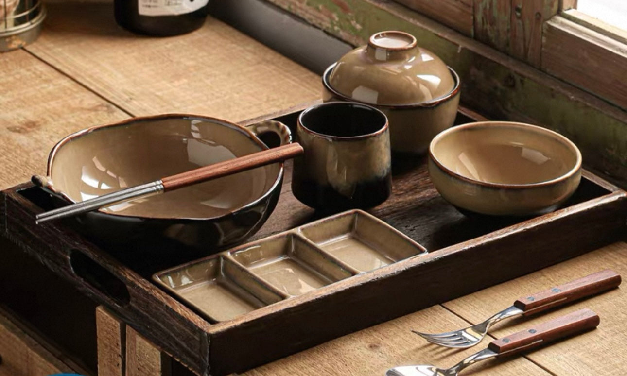 9-Piece Japanese Handmade Ramen Tableware Set