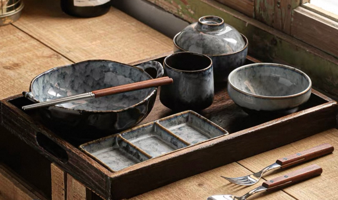 9-Piece Japanese Handmade Ramen Tableware Set