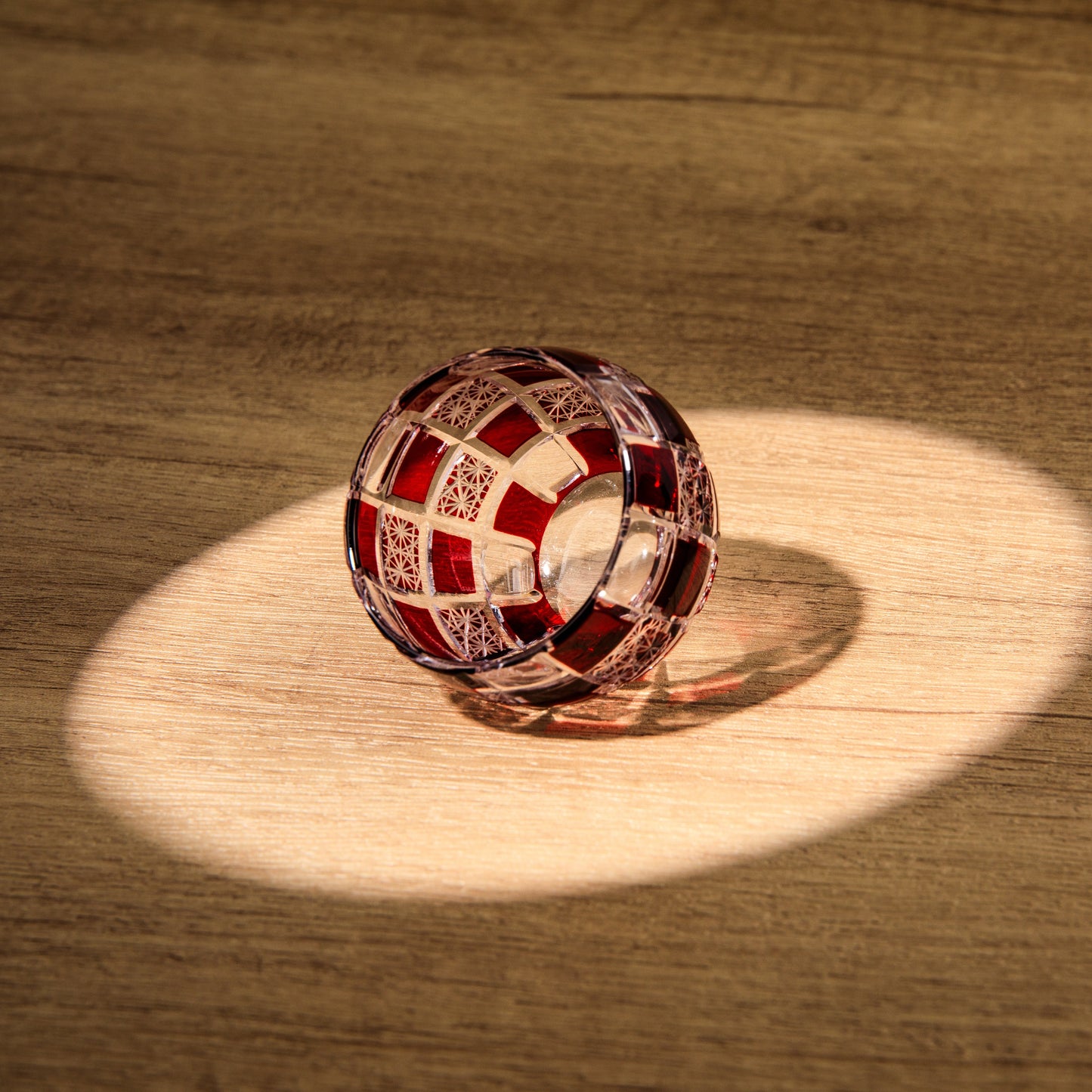 Edo Kiriko Handcrafted Aka Sake Glass Collection
