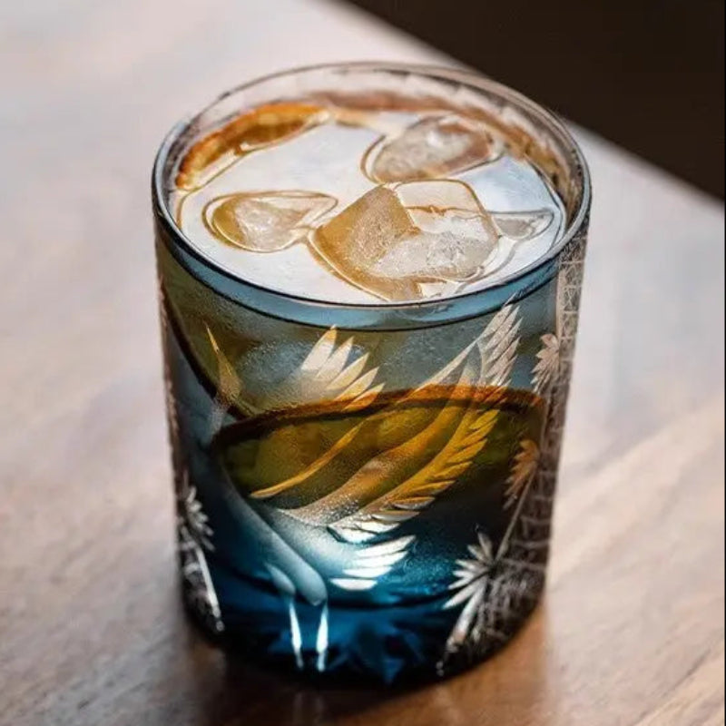 Edo Kiriko Whiskey Glass flying Crane