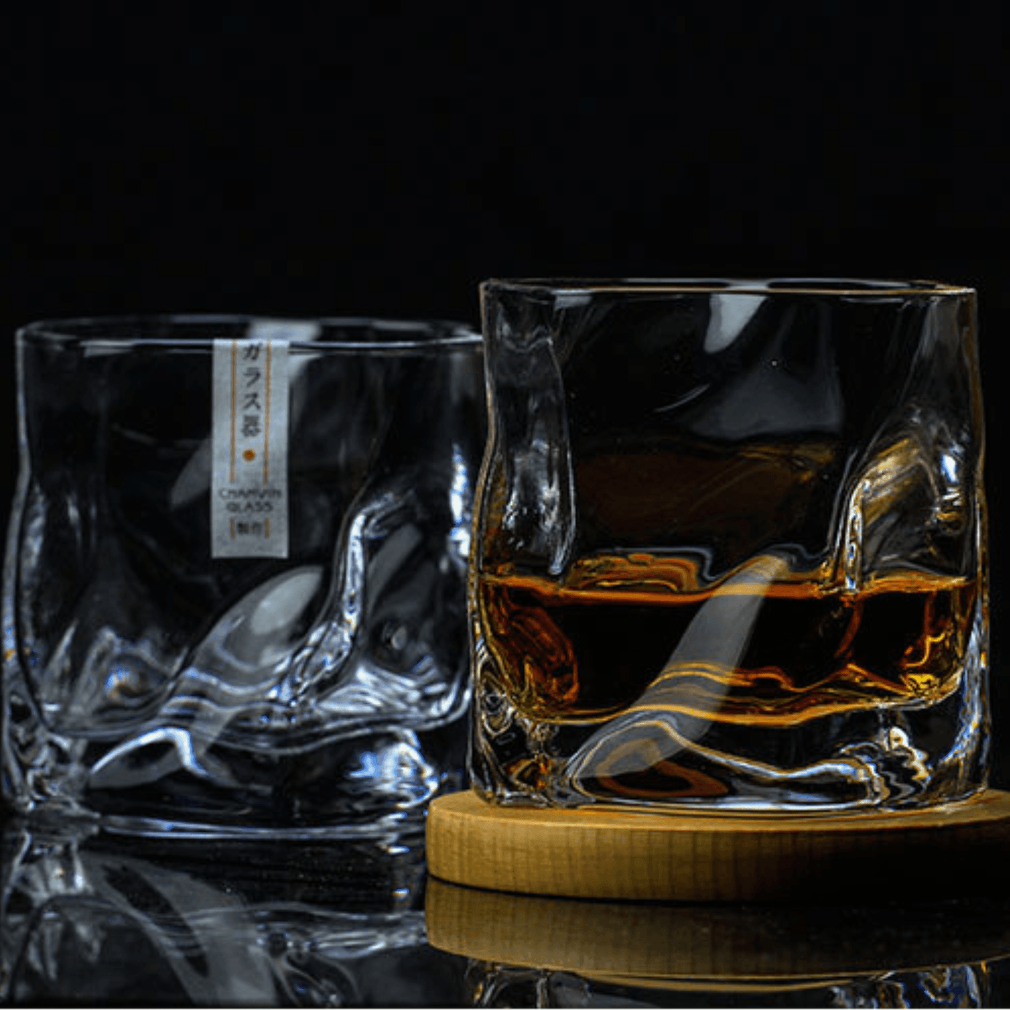 Handcrafted Edo Kiriko Crumple Body Whisky Glass - Authentic Japanese Artistry