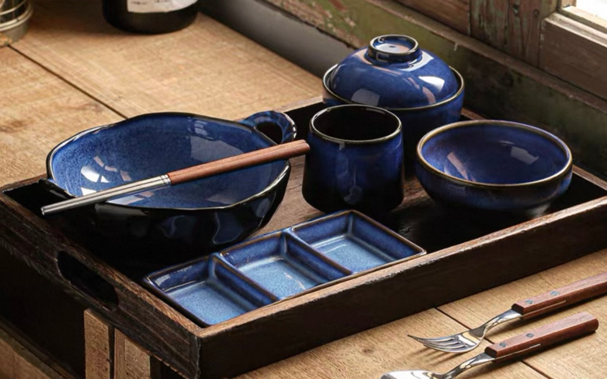 9-Piece Japanese Handmade Ramen Tableware Set