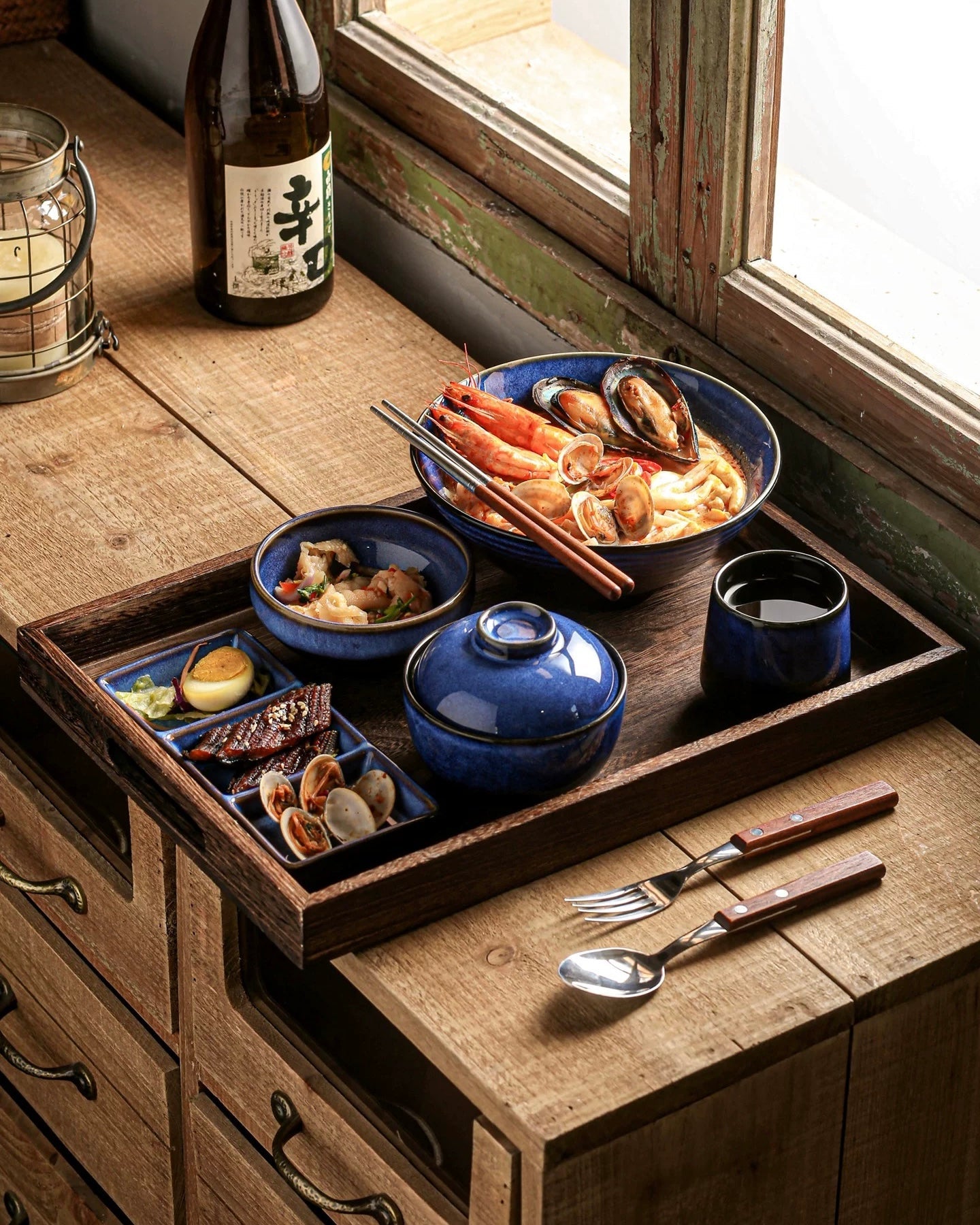 9-Piece Japanese Handmade Ramen Tableware Set