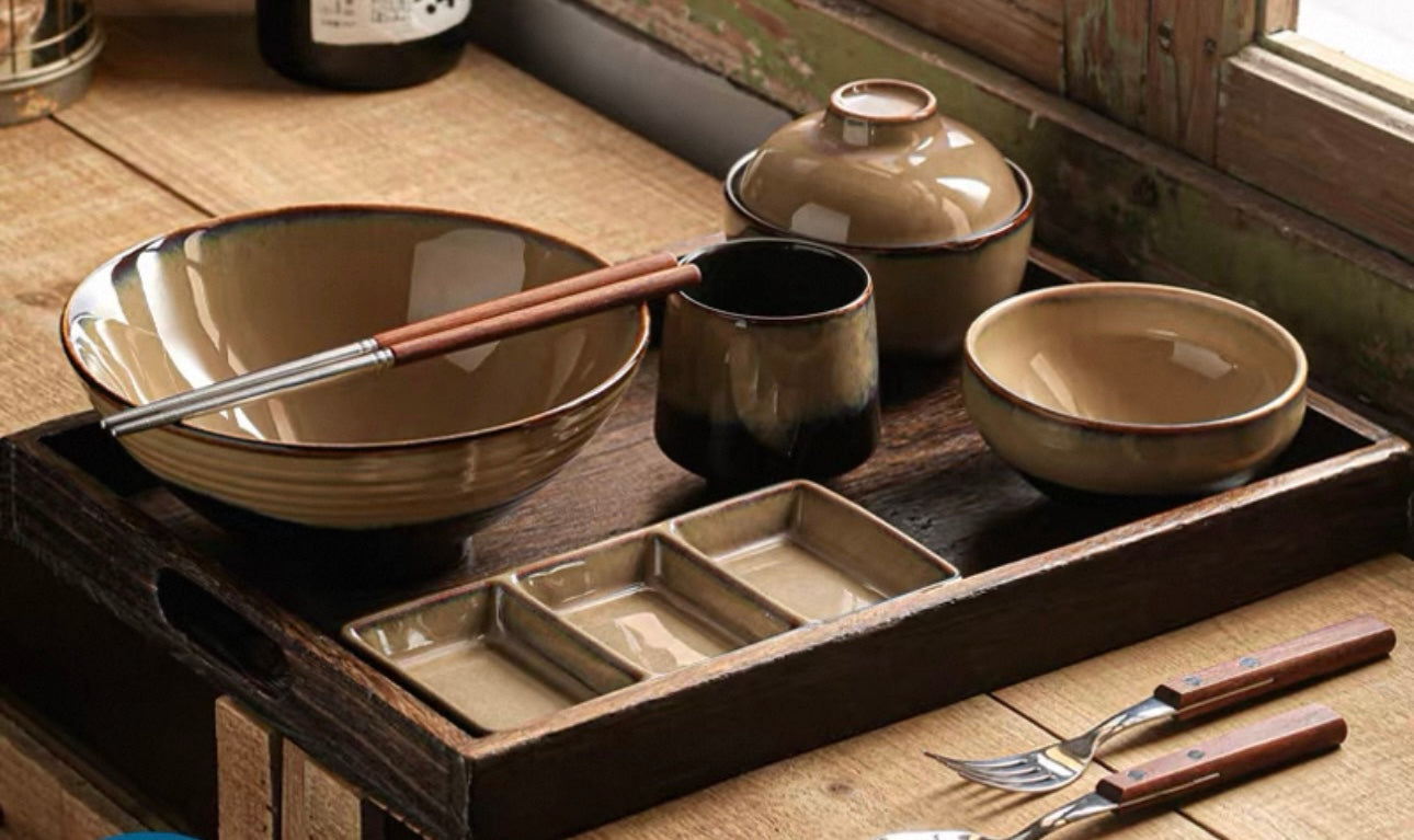 9-Piece Japanese Handmade Ramen Tableware Set