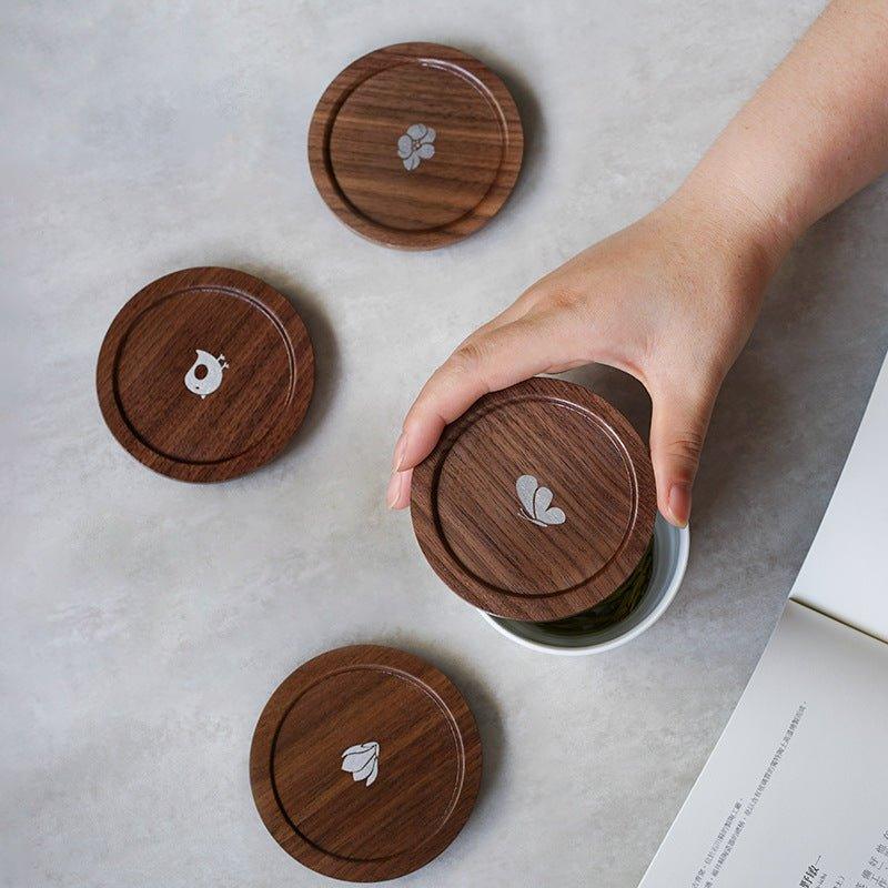 Japanese Rounded Walnut Wood Tea Cup Lid/Coaster