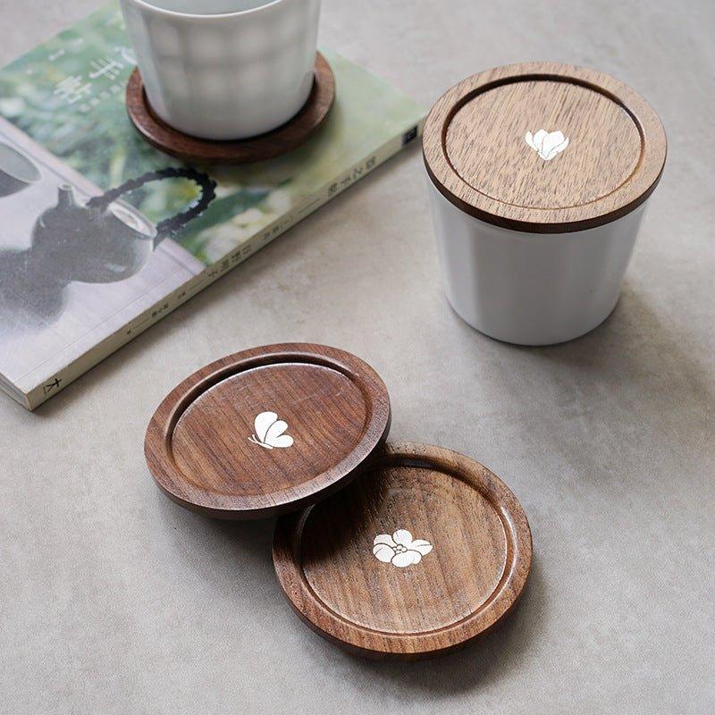 Japanese Rounded Walnut Wood Tea Cup Lid/Coaster