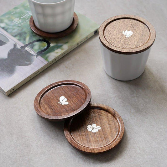 Japanese Rounded Walnut Wood Tea Cup Lid/Coaster