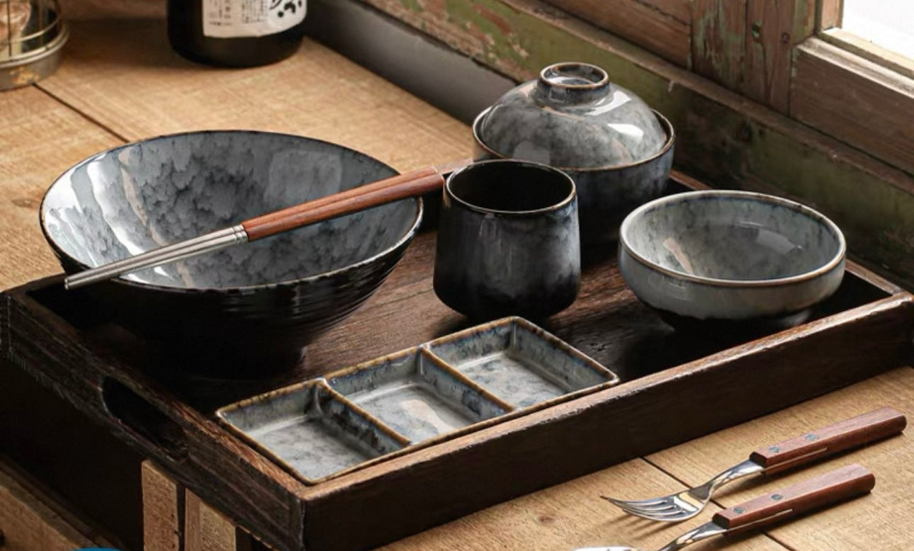 9-Piece Japanese Handmade Ramen Tableware Set