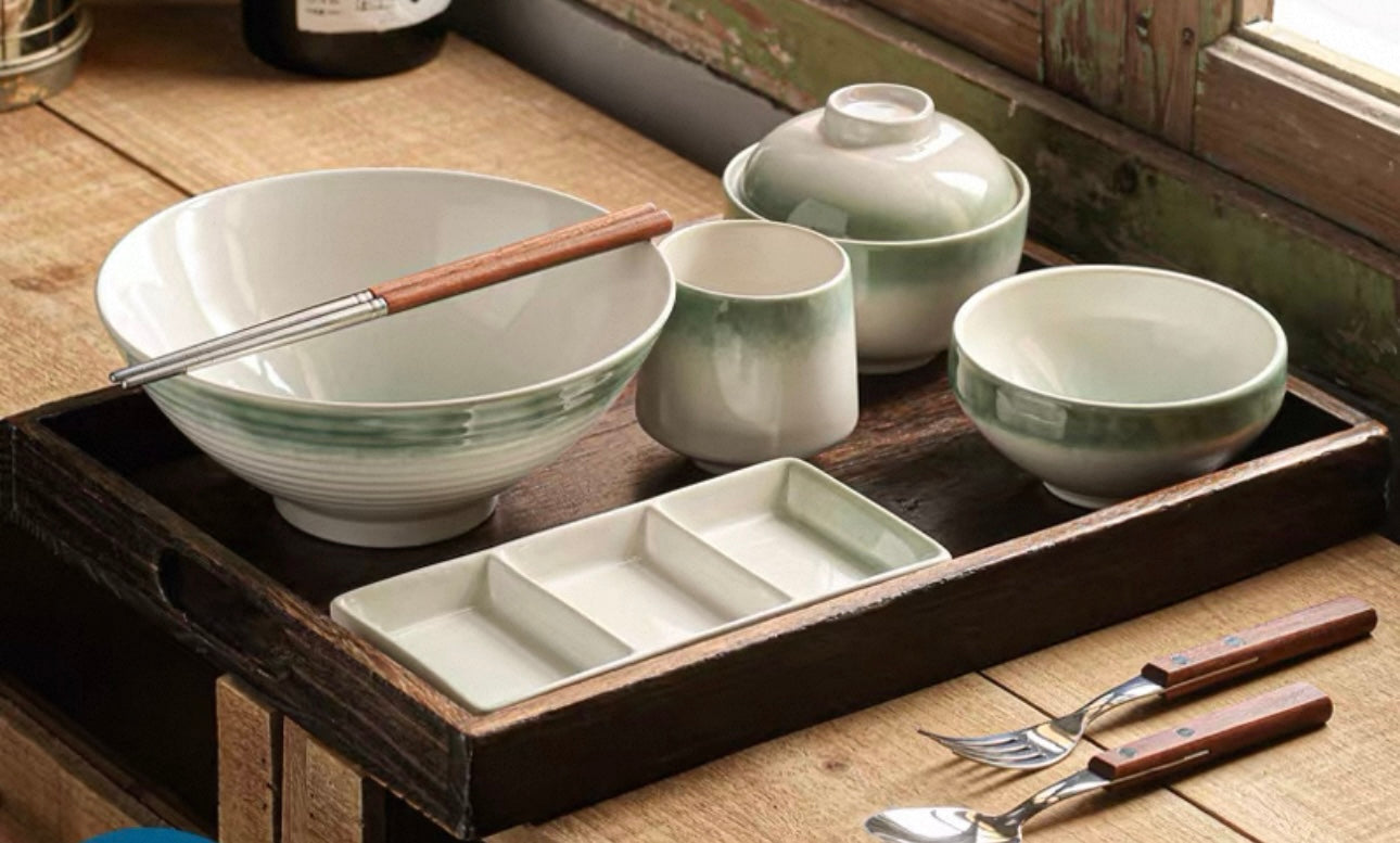 9-Piece Japanese Handmade Ramen Tableware Set