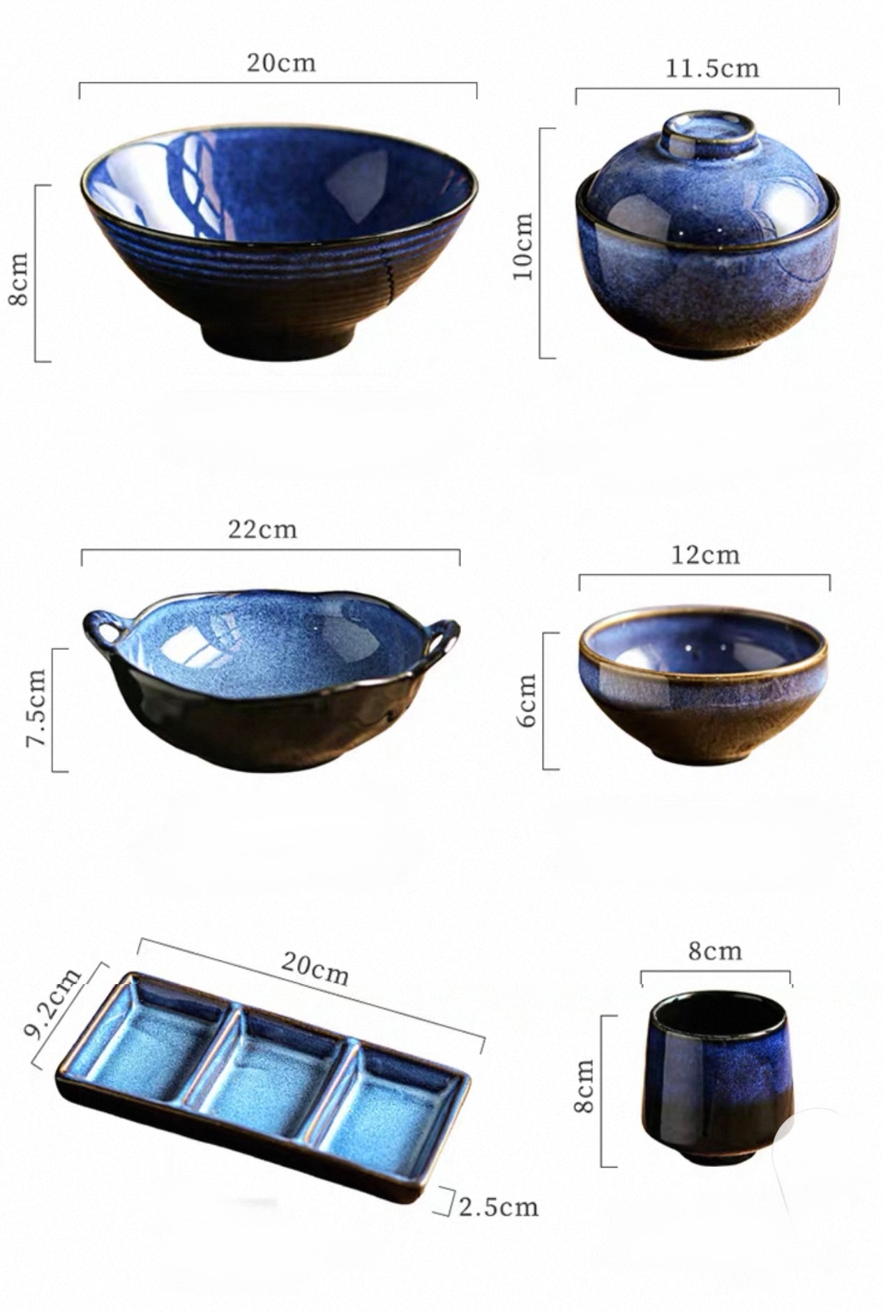 9-Piece Japanese Handmade Ramen Tableware Set