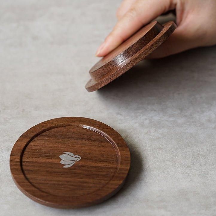 Japanese Rounded Walnut Wood Tea Cup Lid/Coaster