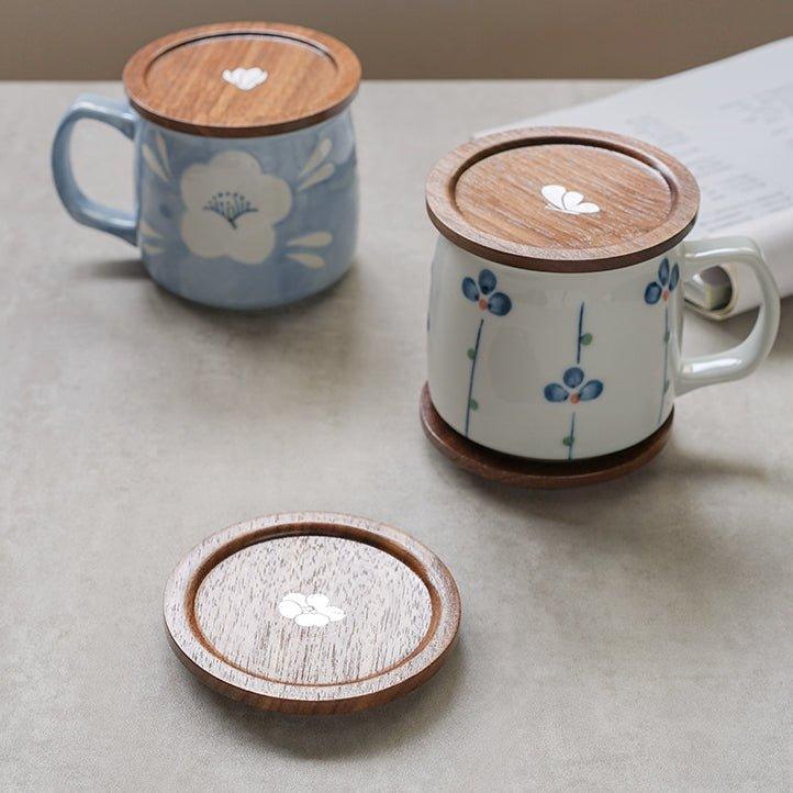 Japanese Rounded Walnut Wood Tea Cup Lid/Coaster