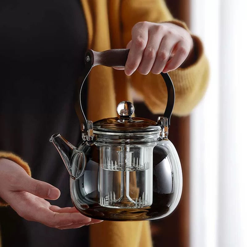High-Borosilicate Glass Teapot with Lifting Beam Handle