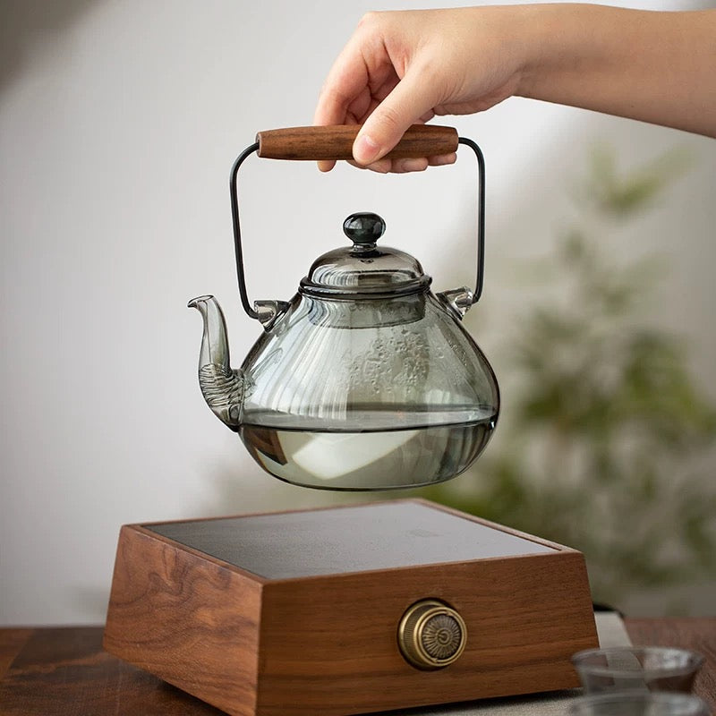 High-Borosilicate Glass Teapot with Lifting Beam Handle