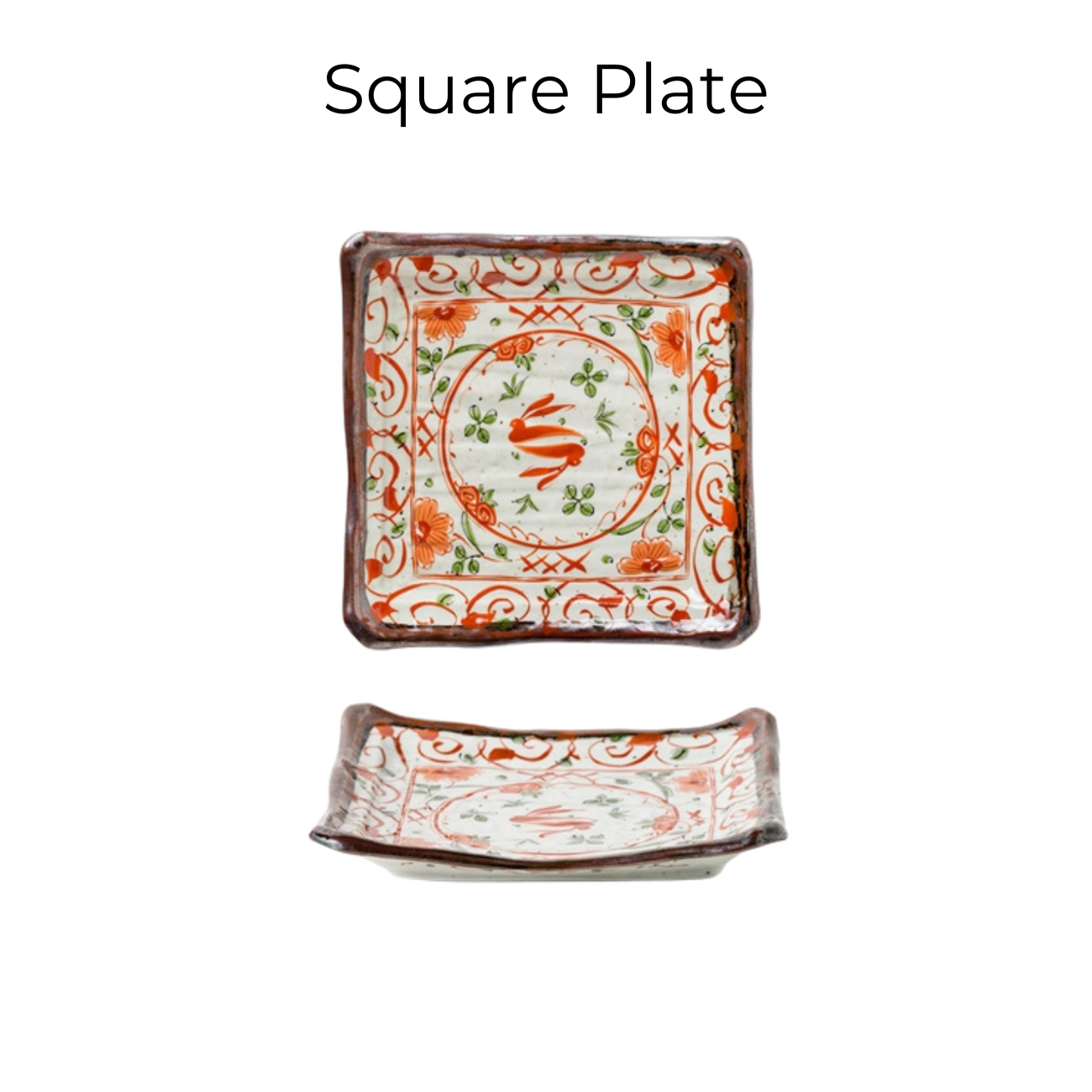 Mino Ware Akae Red Blossom Butterfly Dish Collection