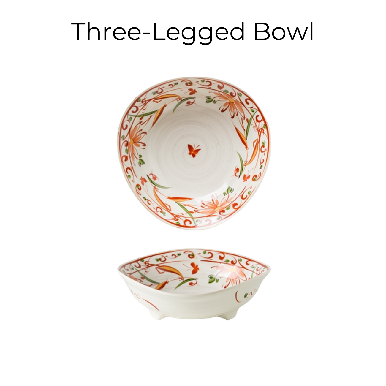 Mino Ware Akae Red Blossom Butterfly Dish Collection