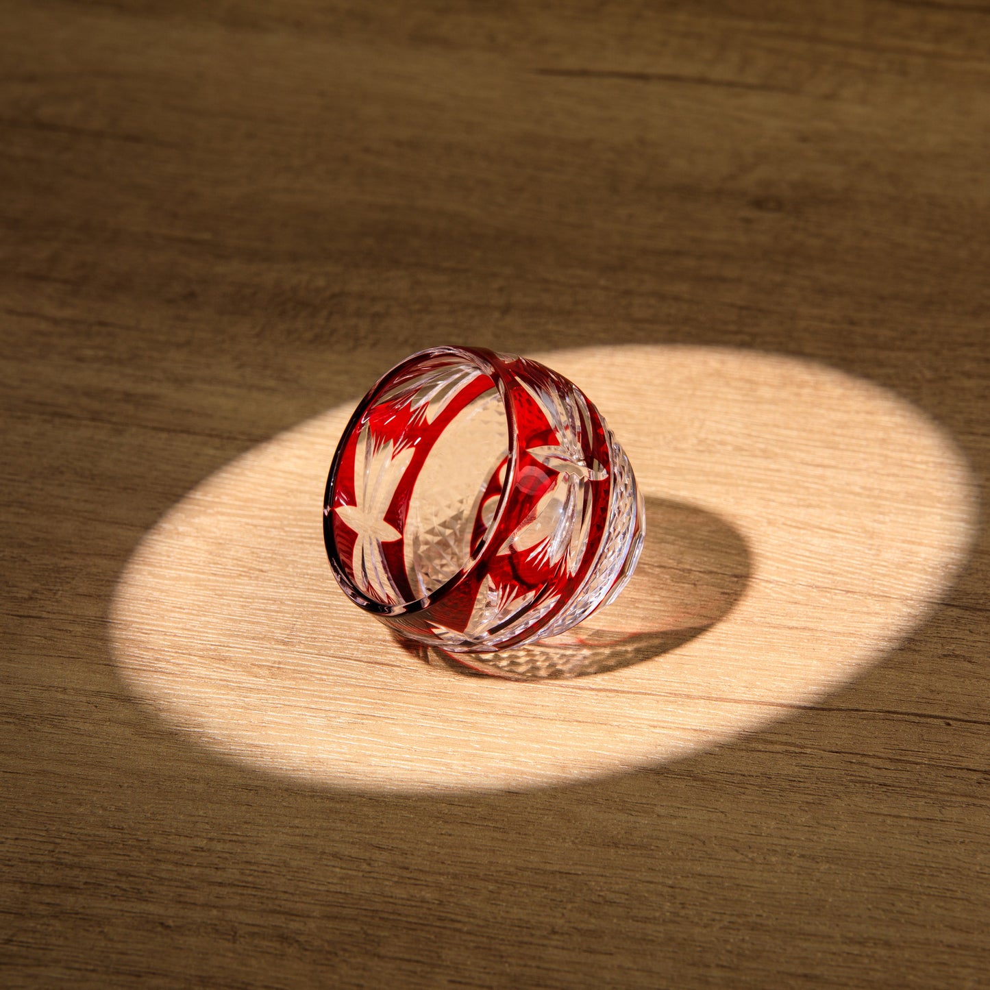 Edo Kiriko Handcrafted Aka Sake Glass Collection