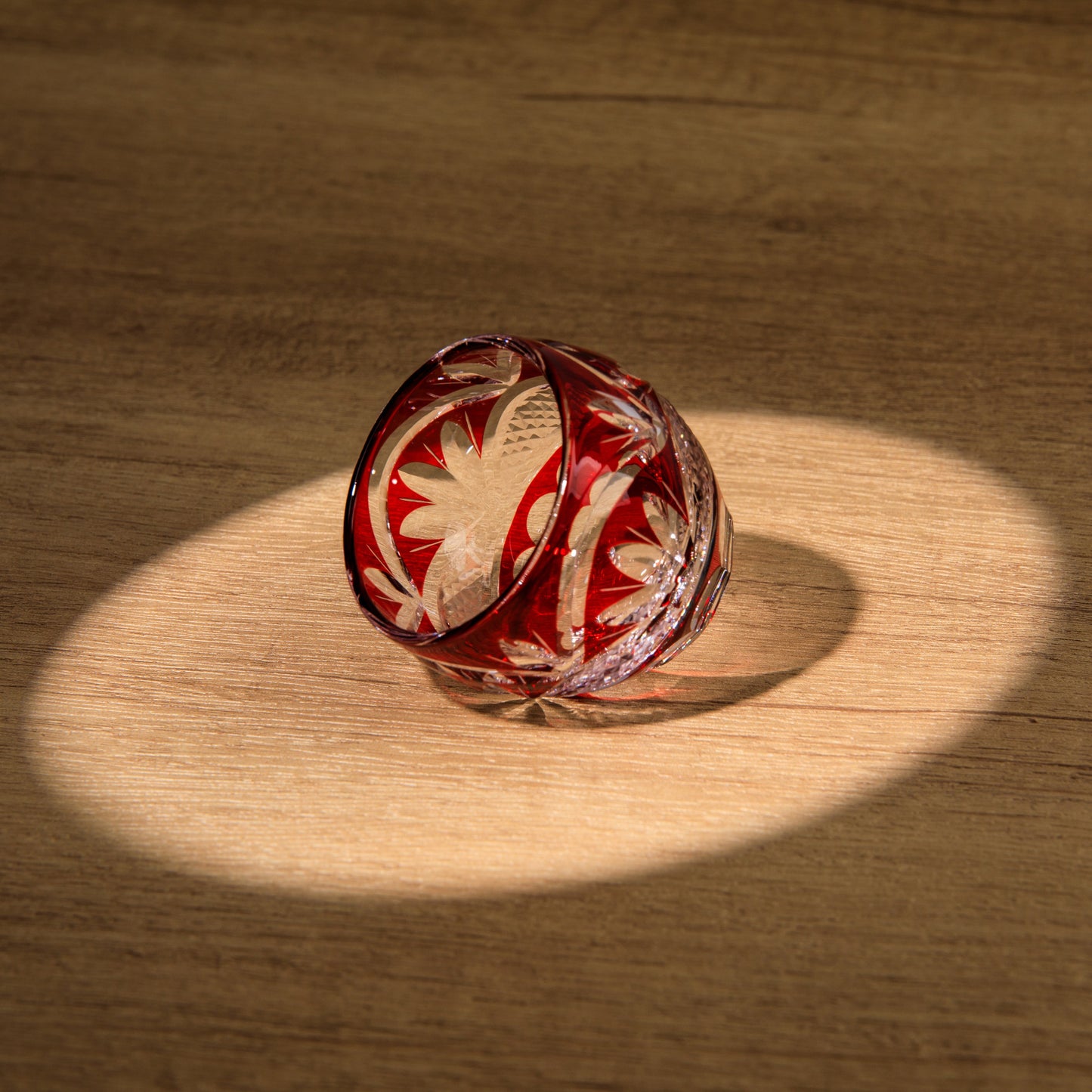 Edo Kiriko Handcrafted Aka Sake Glass Collection