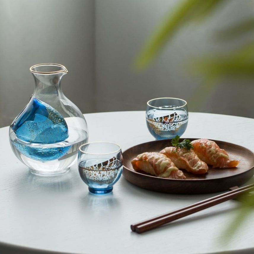 Toyo-Sasaki Golden Sapphire Galaxy Rounded Cold Sake Set