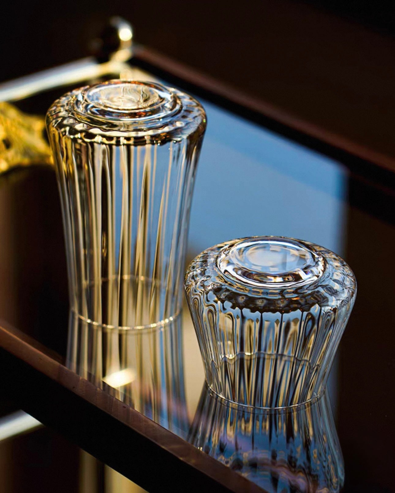 Ultra-Thin Ribbed Glass Whiskey Tumblers | Handcrafted Lead-Free Tasting Set