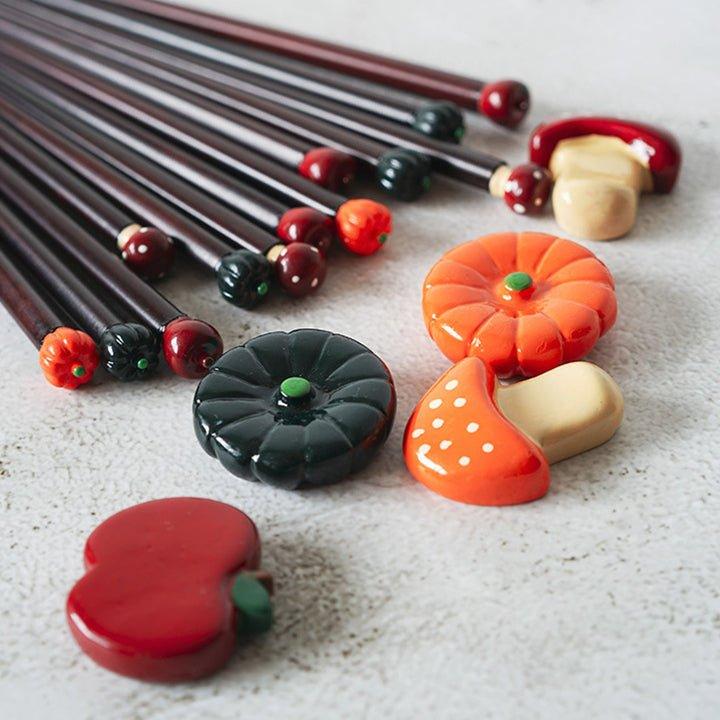 Japanese Handcrafted Fall Seasonal Produce Themed Chopsticks