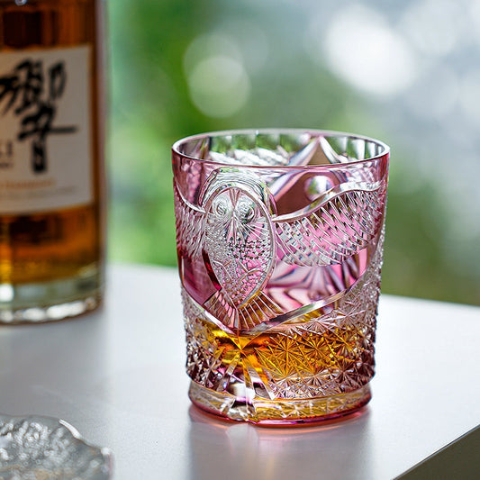 Edo Kiriko Handcrafted Ruby Nocturne Whisky Glass – A Deep Fire in the Night Crystal