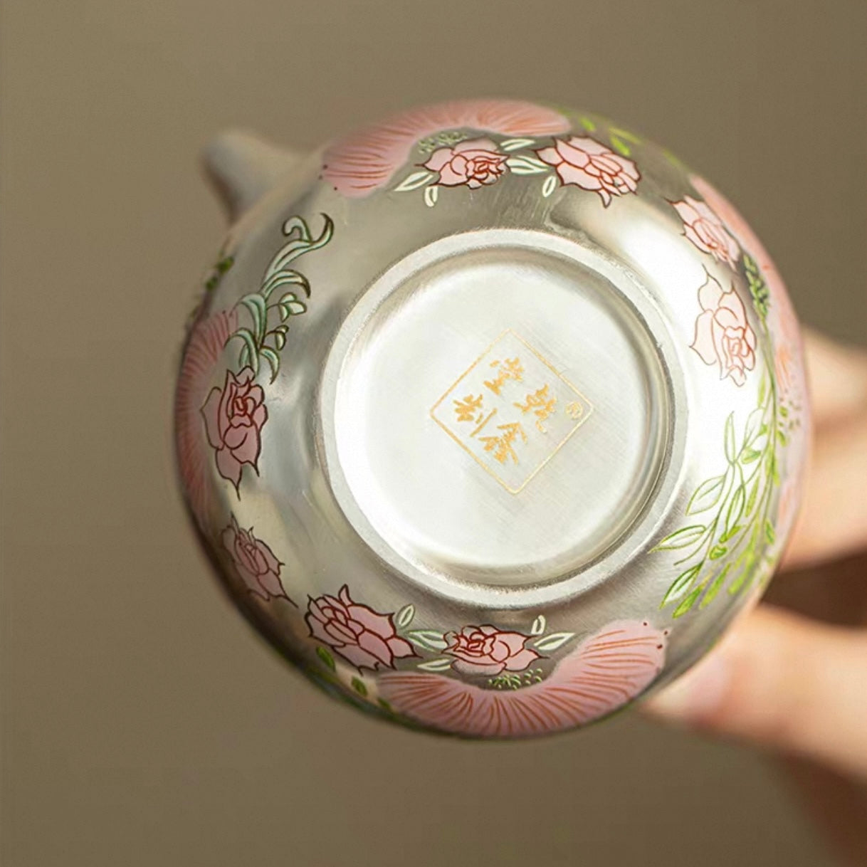 Silver-Inlaid Butterfly & Floral Beam Handle Tea Set | Handcrafted Ceramic Trio