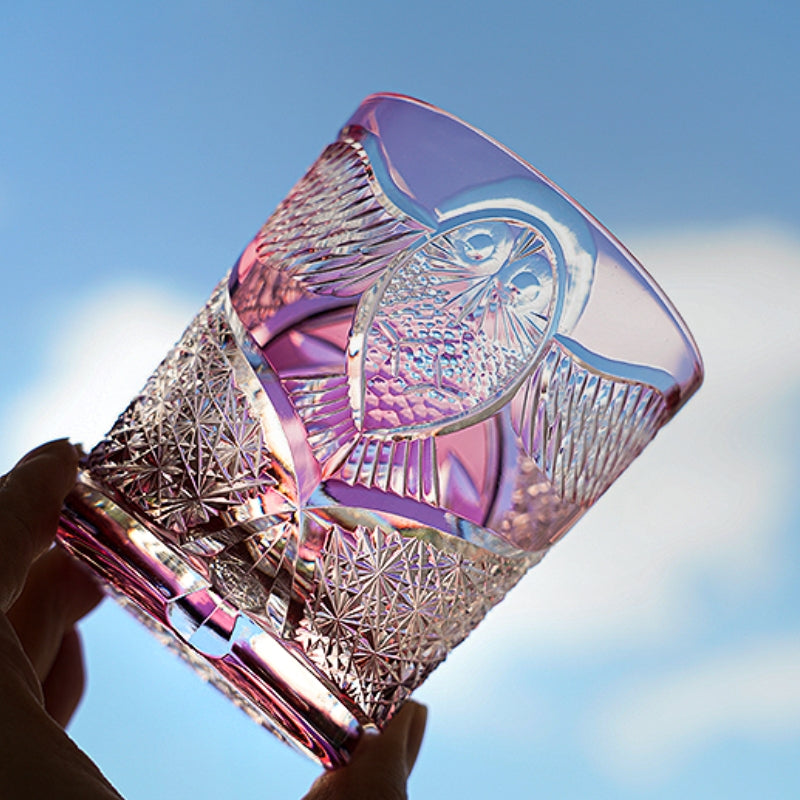 Edo Kiriko Handcrafted Ruby Nocturne Whisky Glass – A Deep Fire in the Night Crystal