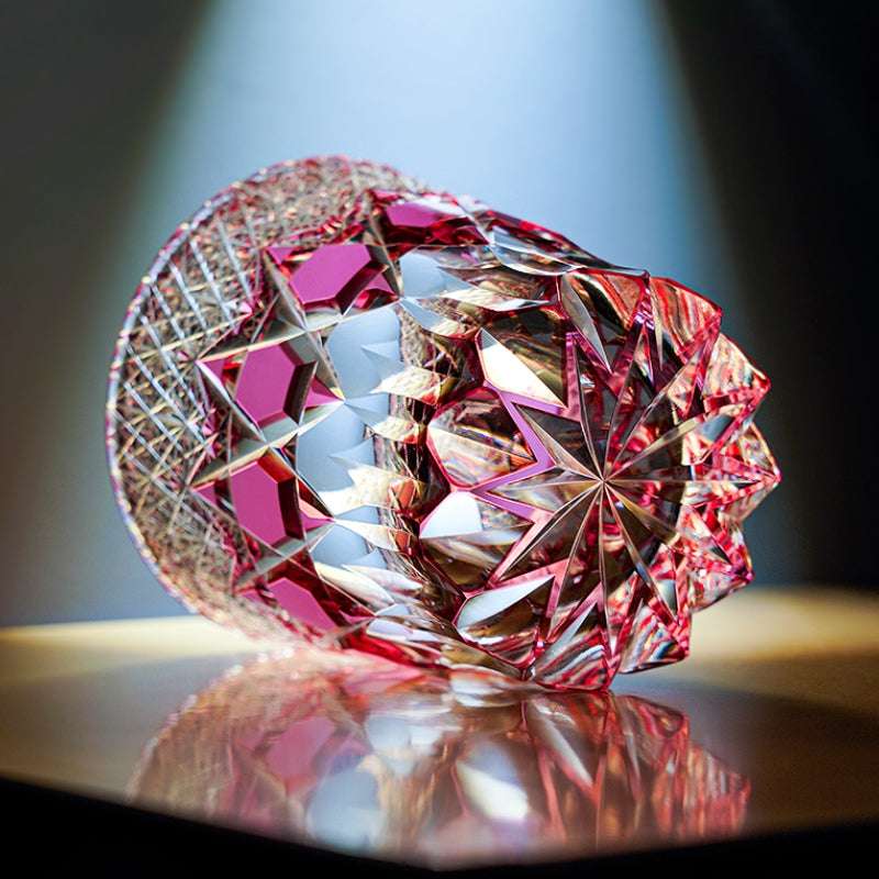 Edo Kiriko Rose Fluorite Hand-Cut Whisky Glass