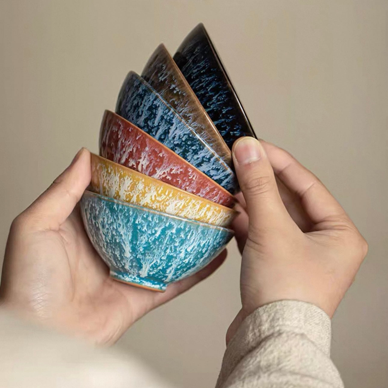 Prismatic Kiln-Transmutation Teacup Set | 9-Piece Artisan Tasting Collection