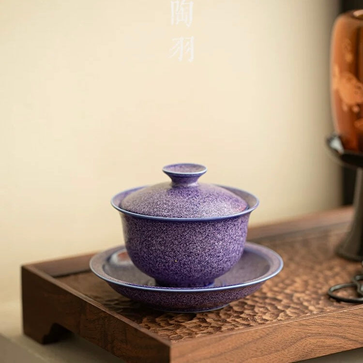 Lapis Lazuli Gemstone Porcelain Hover Gaiwan | 170ml Luxury Brewing Bowl