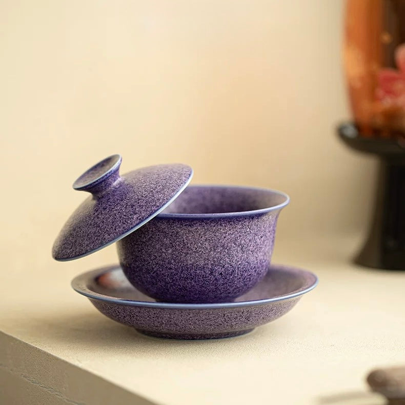 Lapis Lazuli Gemstone Porcelain Hover Gaiwan | 170ml Luxury Brewing Bowl