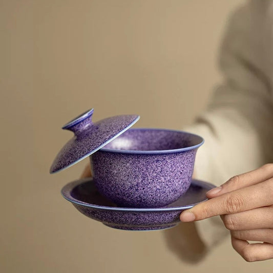 Lapis Lazuli Gemstone Porcelain Hover Gaiwan | 170ml Luxury Brewing Bowl