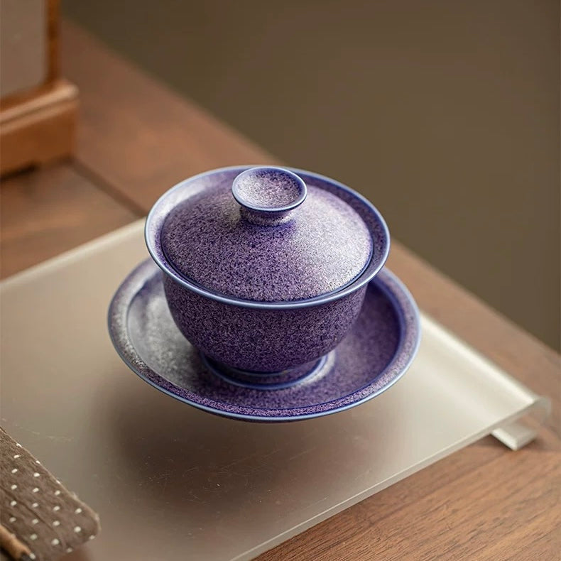 Lapis Lazuli Gemstone Porcelain Hover Gaiwan | 170ml Luxury Brewing Bowl