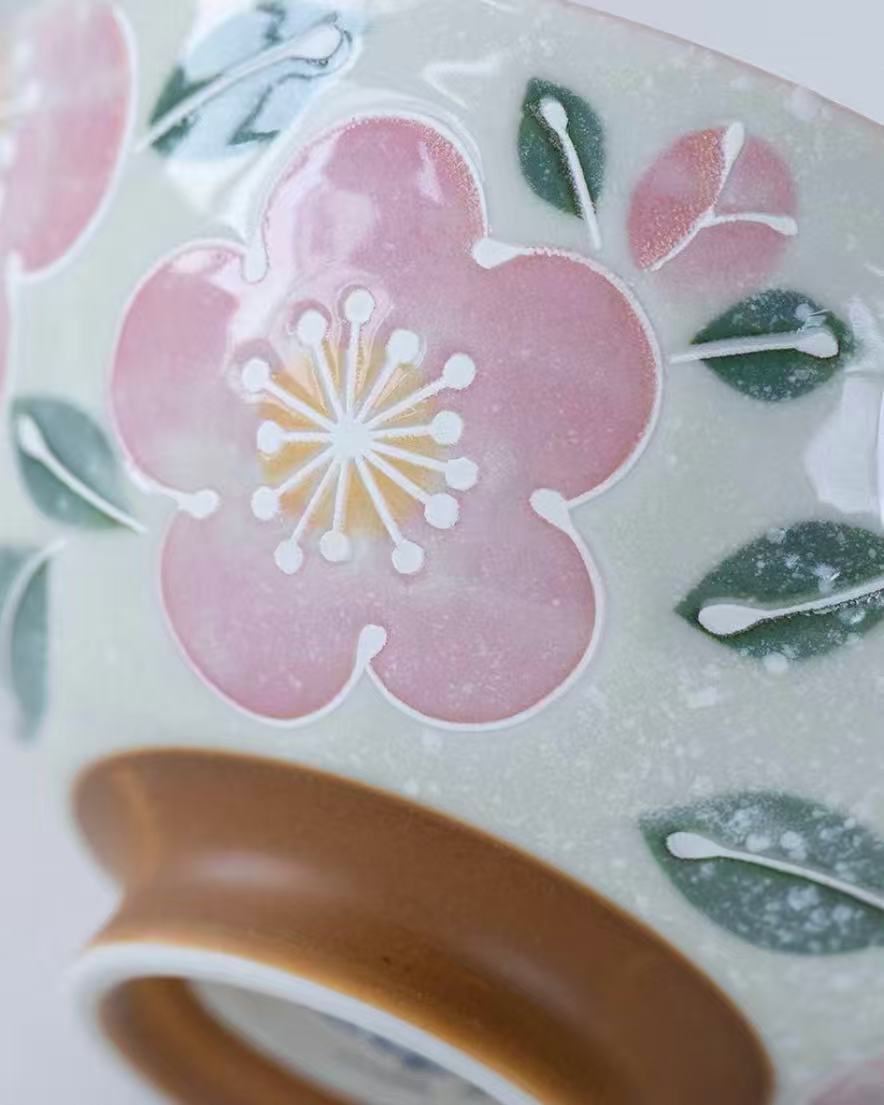 Japanese Mino-Ware Sakura Ceramic Bowl Set | 5-Piece Gift Collection
