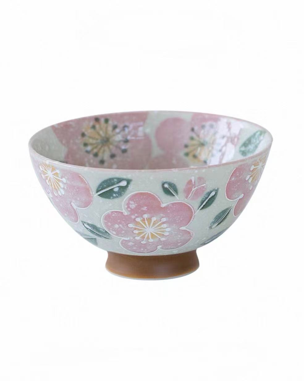 Japanese Mino-Ware Sakura Ceramic Bowl Set | 5-Piece Gift Collection