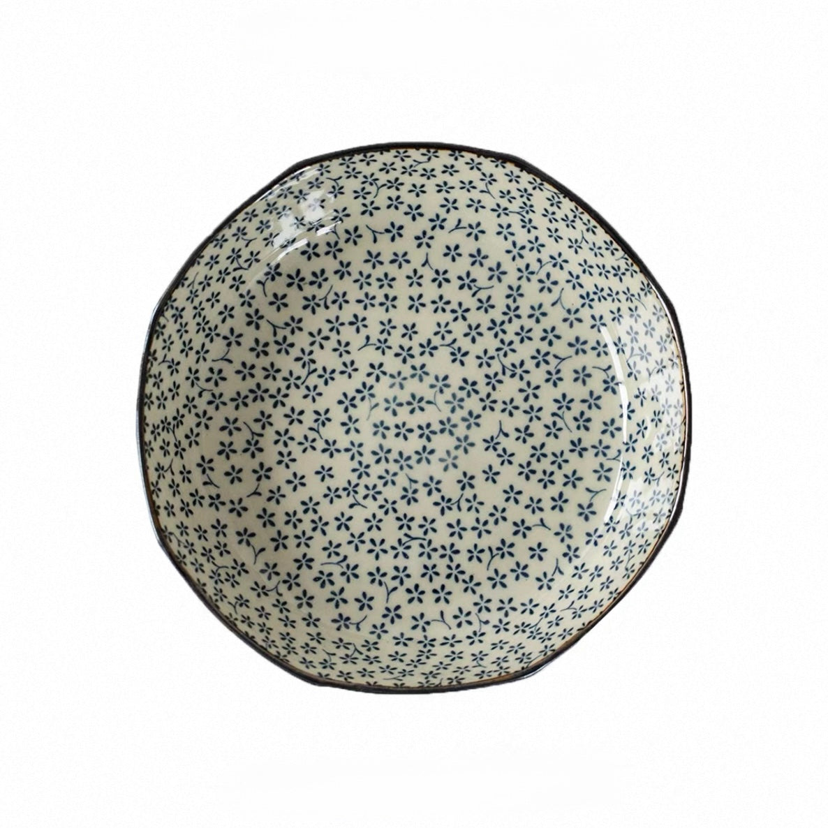 Japanese Mino-Ware Ko-Sometsuke Karakusa Deep Plate | Artisan Underglaze Tableware